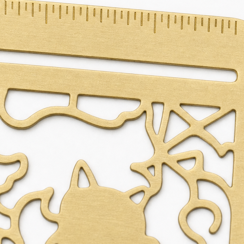 Metallbokmärke med kattdesign och funktionell schablon för kontor och pappersvara