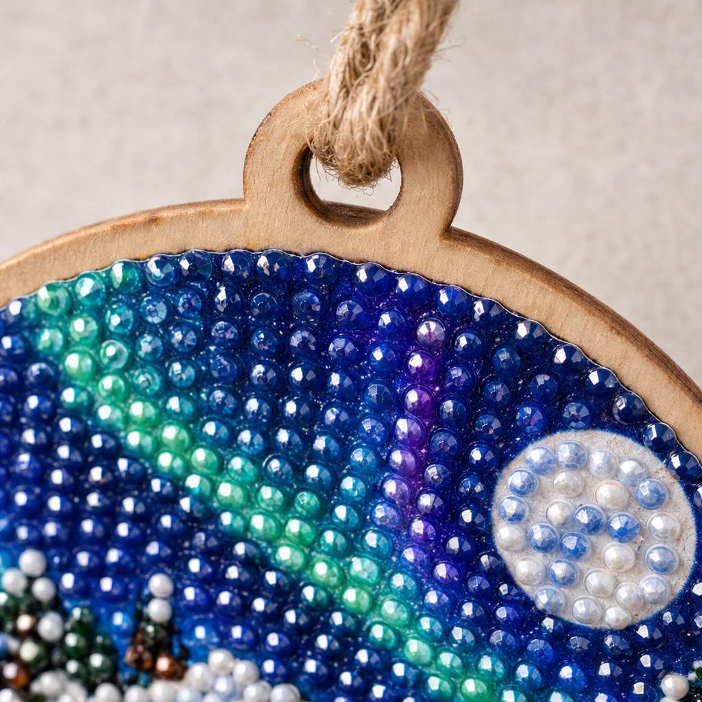 Innehåll i adventskalender för DIY juldekorationer med ädelstenar