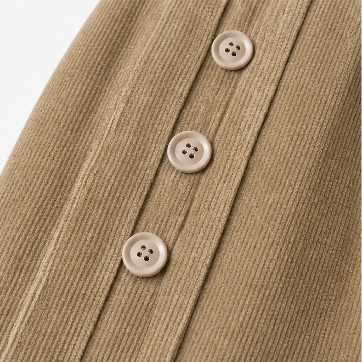 Baksida av bekväma dambyxor med vida ben i mjukt manchester-material