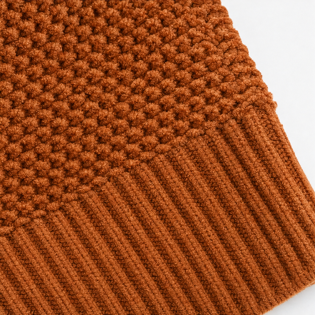Knappdetalj och struktur på den beige damkoftan i vardagsstil
