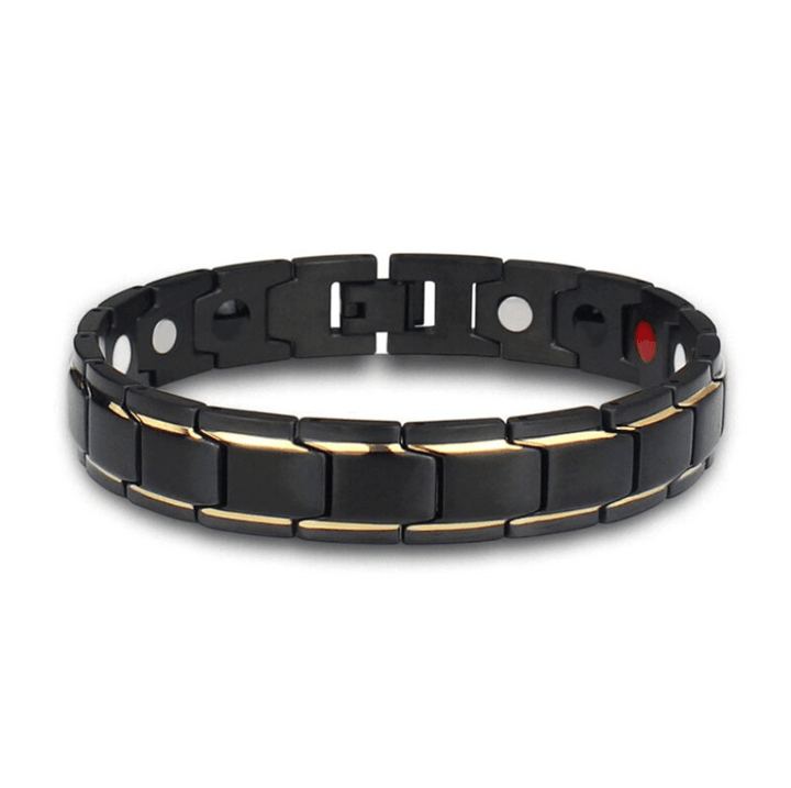 Unisex magnetarmband i polerat rostfritt stål. Smycke som främjar balans och välbefinnande.