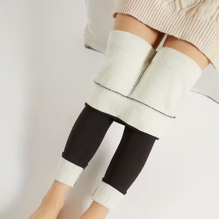 Närbild på det mjuka och varma innerfodret i leggingsen