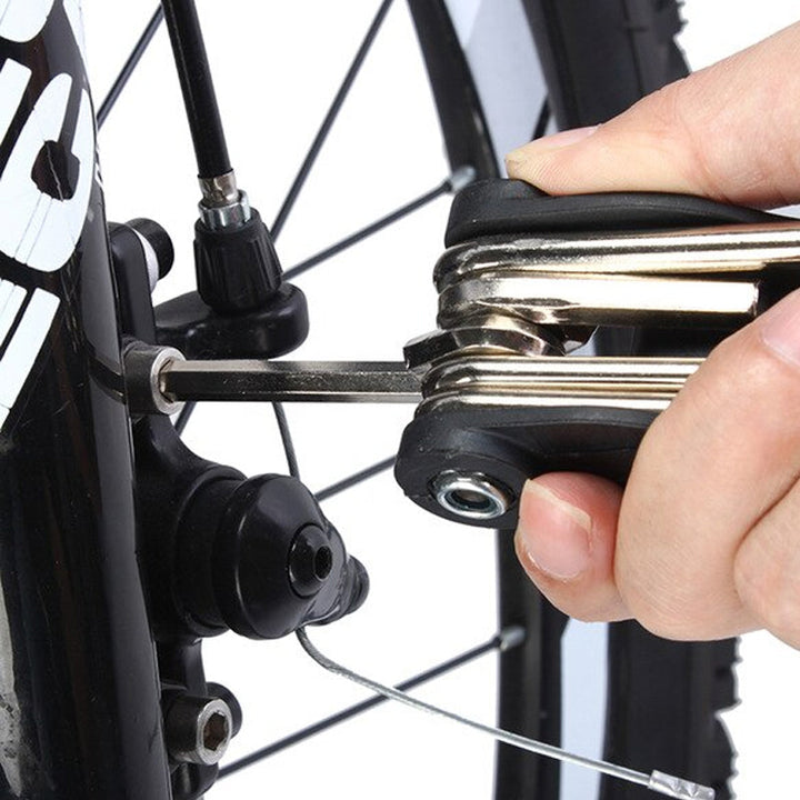 "Cykelreparationsverktyg 16-i-1 multifunktionellt, kompakt och hållbart verktyg i kolstål, idealisk för underhåll."