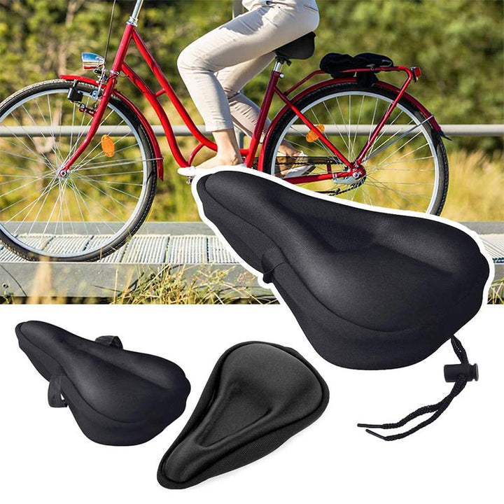 Cykelsadel med svart 3D silikongel vaddering för herr och dam, ergonomisk och ventilerande för ökad cykelkomfort.