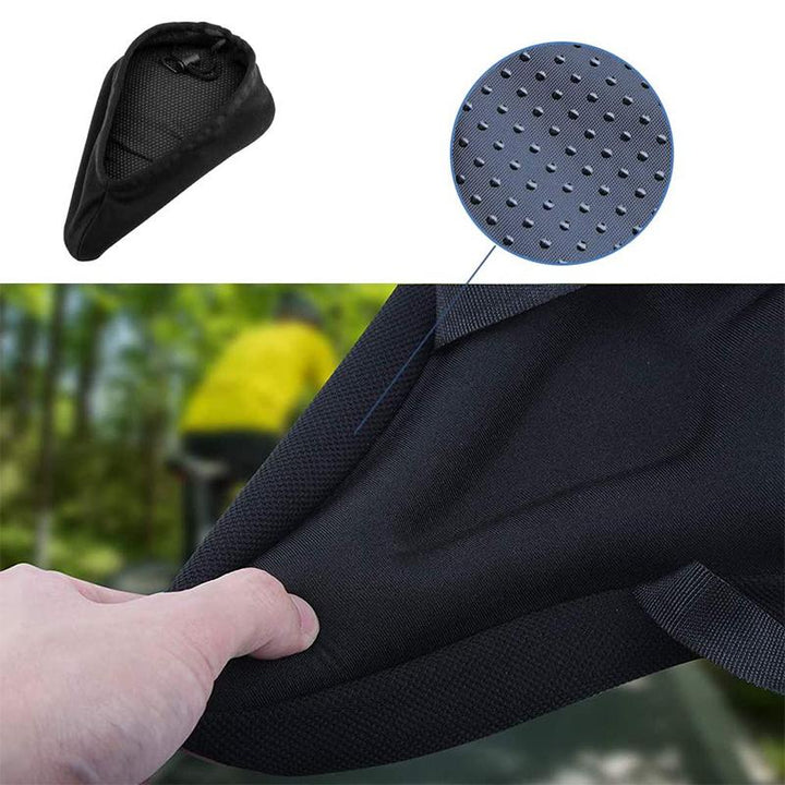 Cykelsadel med svart 3D silikongel vaddering för herr och dam, ergonomisk och ventilerande för ökad cykelkomfort.
