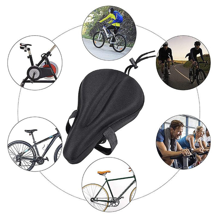 Cykelsadel med svart 3D silikongel vaddering för herr och dam, ergonomisk och ventilerande för ökad cykelkomfort.