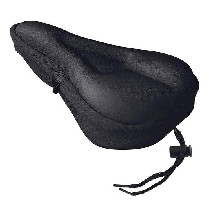 Cykelsadel med svart 3D silikongel vaddering för herr och dam, ergonomisk och ventilerande för ökad cykelkomfort.