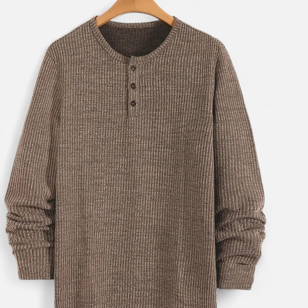 Valmonti herrs kabelstickad henley tröja i khaki