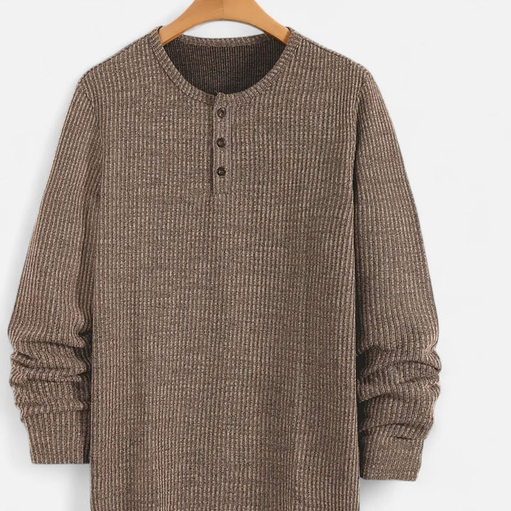 Valmonti herrs kabelstickad henley tröja i khaki