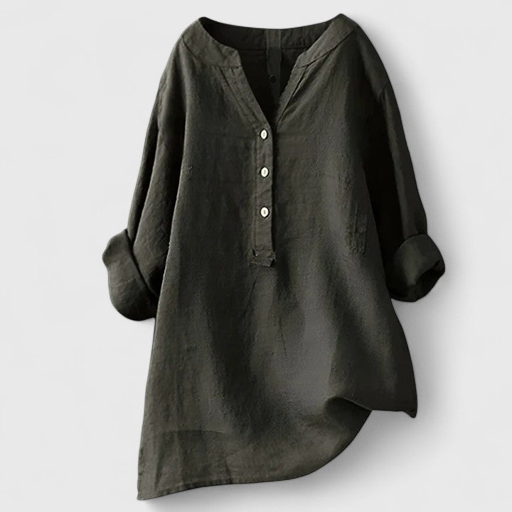Mörkgrön elegant damm skjorta med knäppning