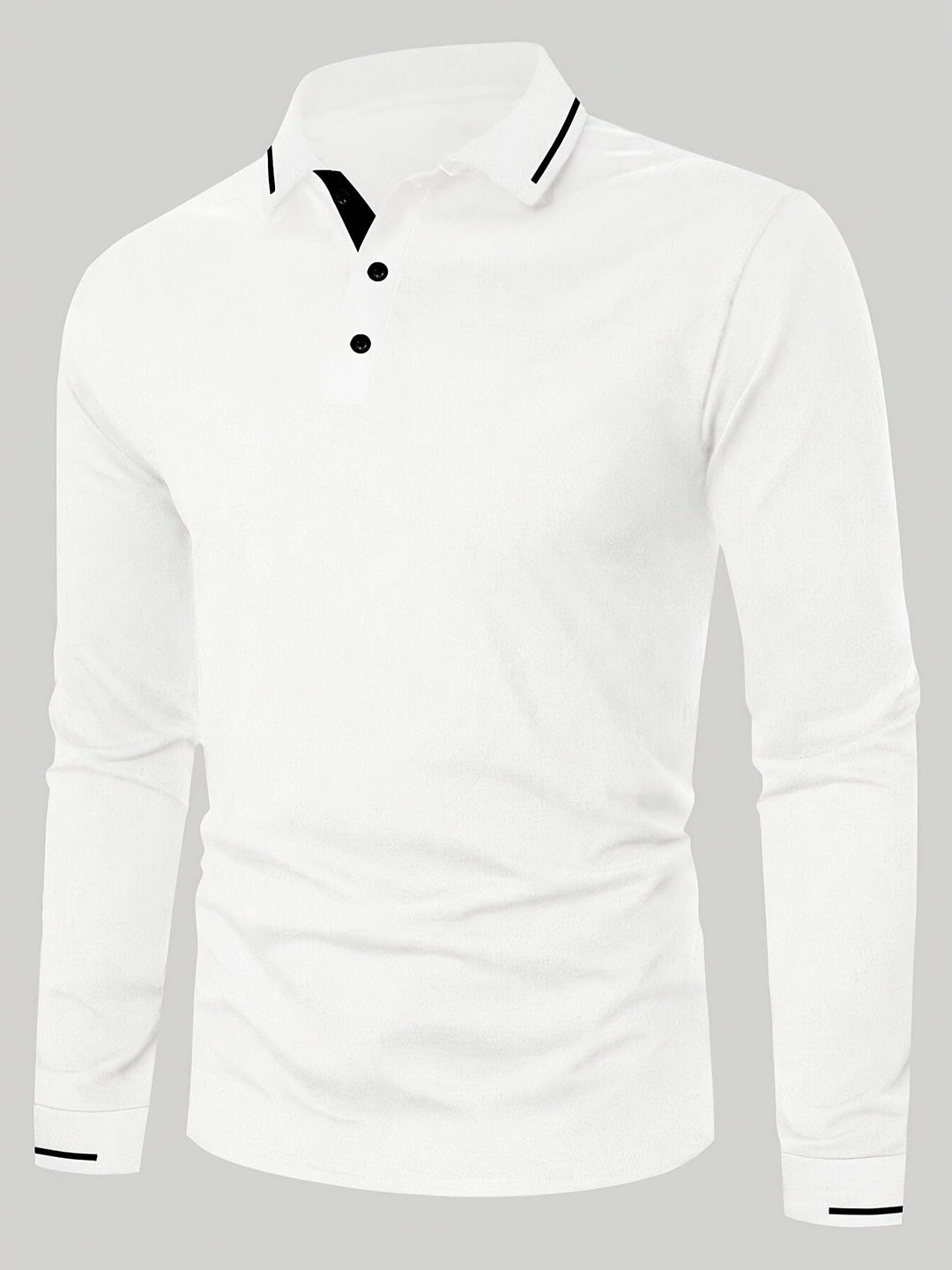 Vinröd långärmad polotröja för herrar, elegant stil