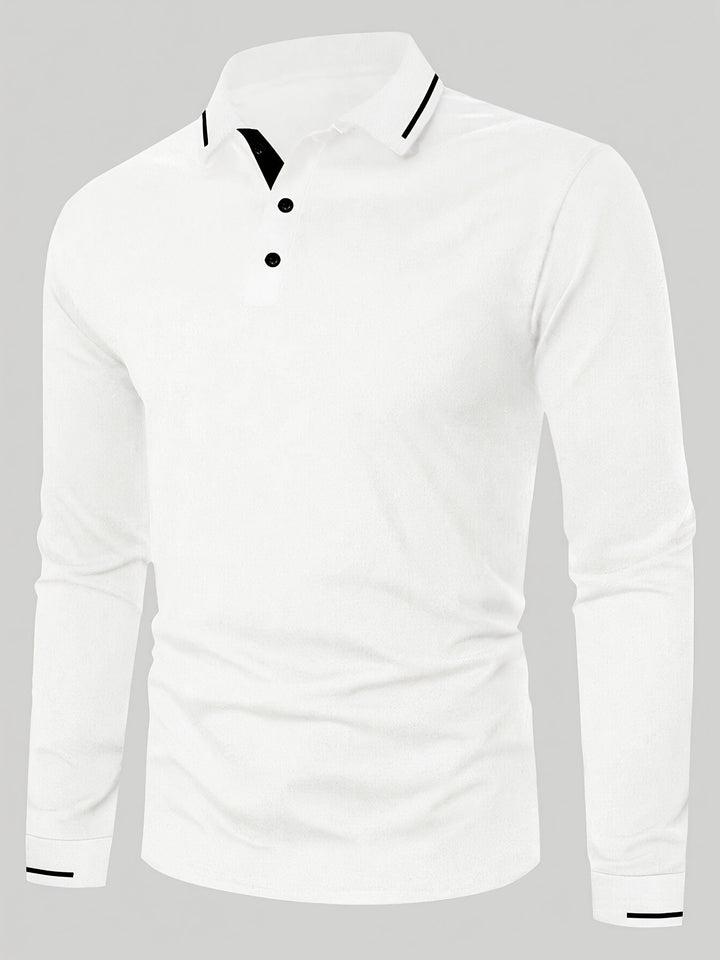 Vinröd långärmad polotröja för herrar, elegant stil