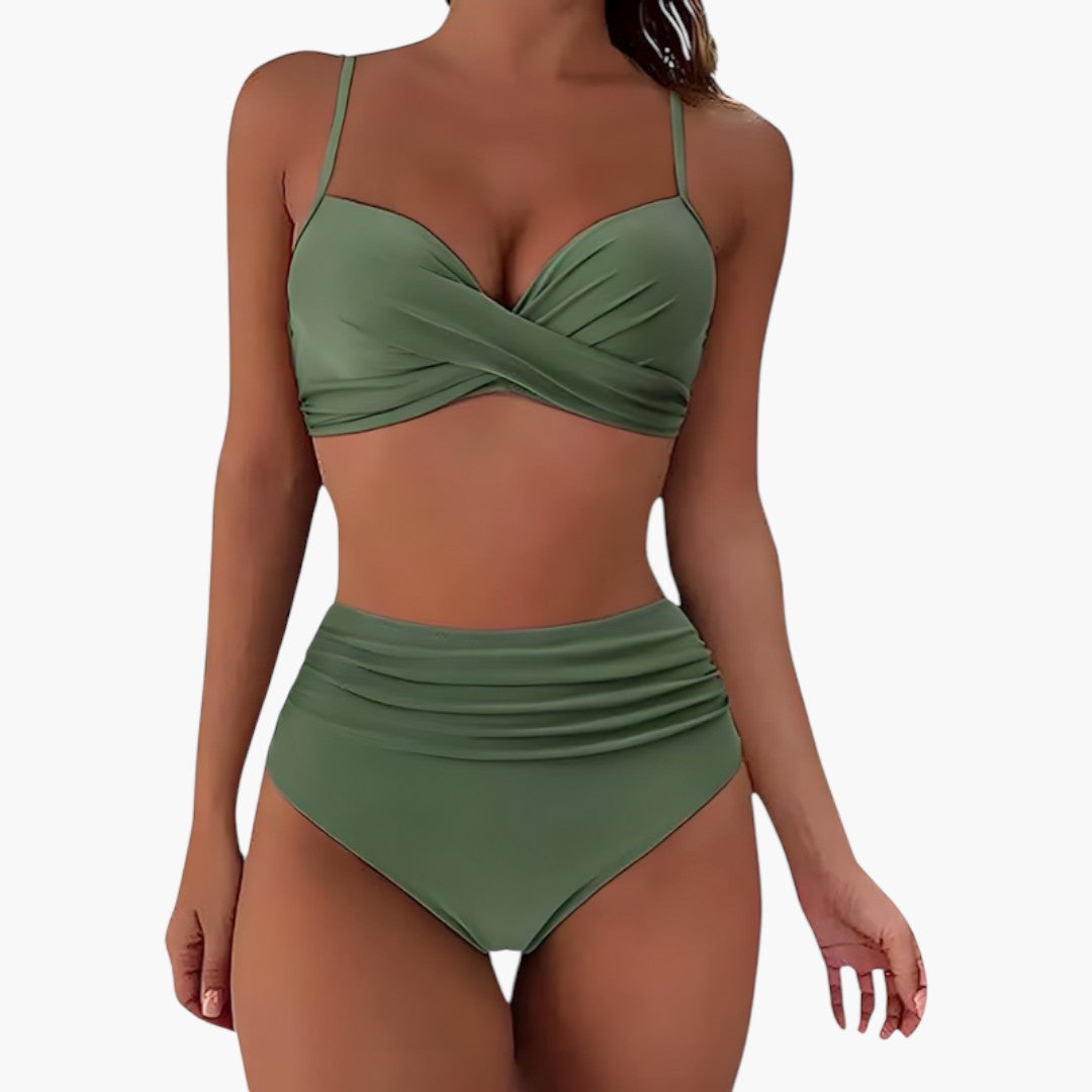 Dam bikini-set, hög midja & justerbara axelband. Perfekt för strand & pool.