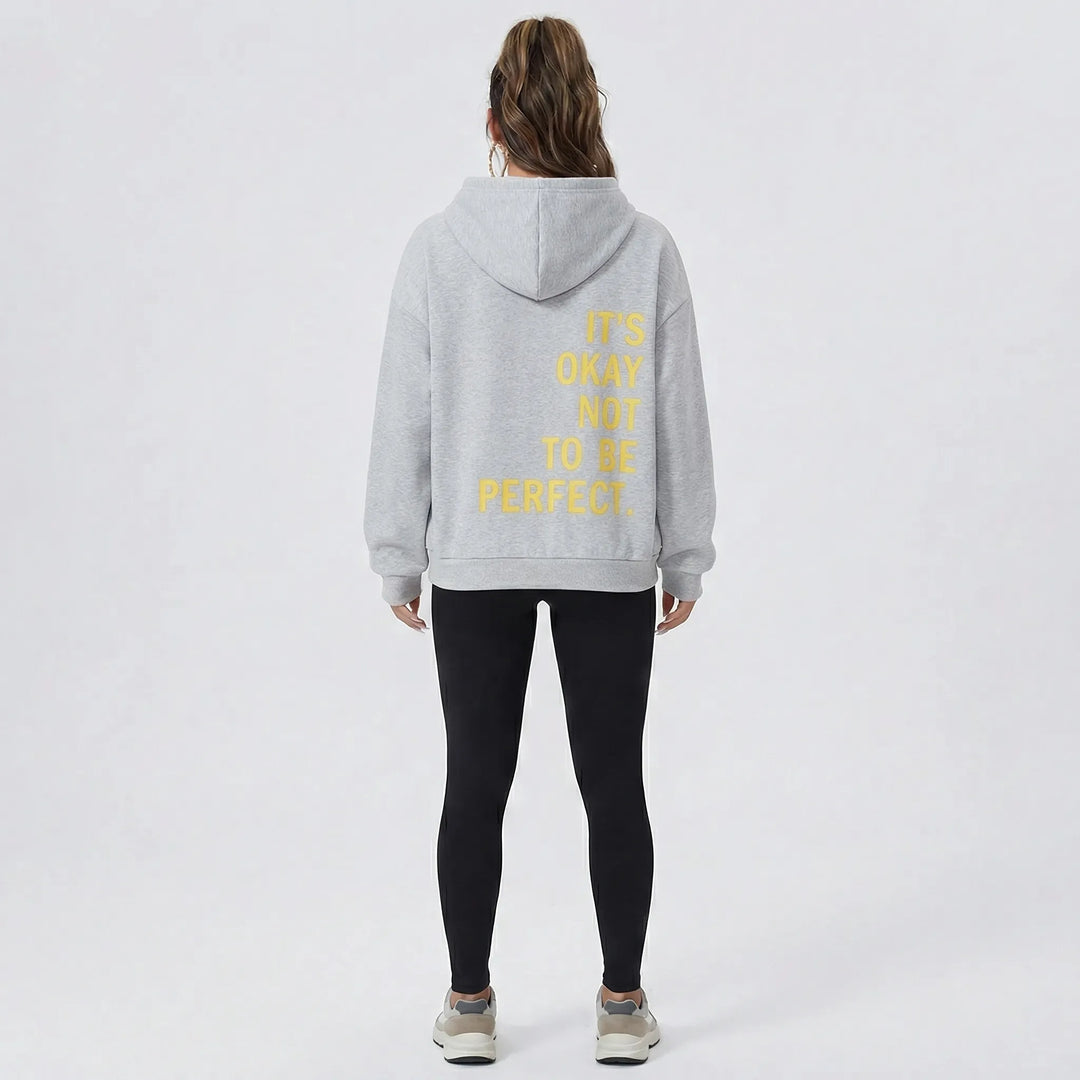 Detaljbild huvan på damtröja Charlie. Funktionell och mysig hoodie.