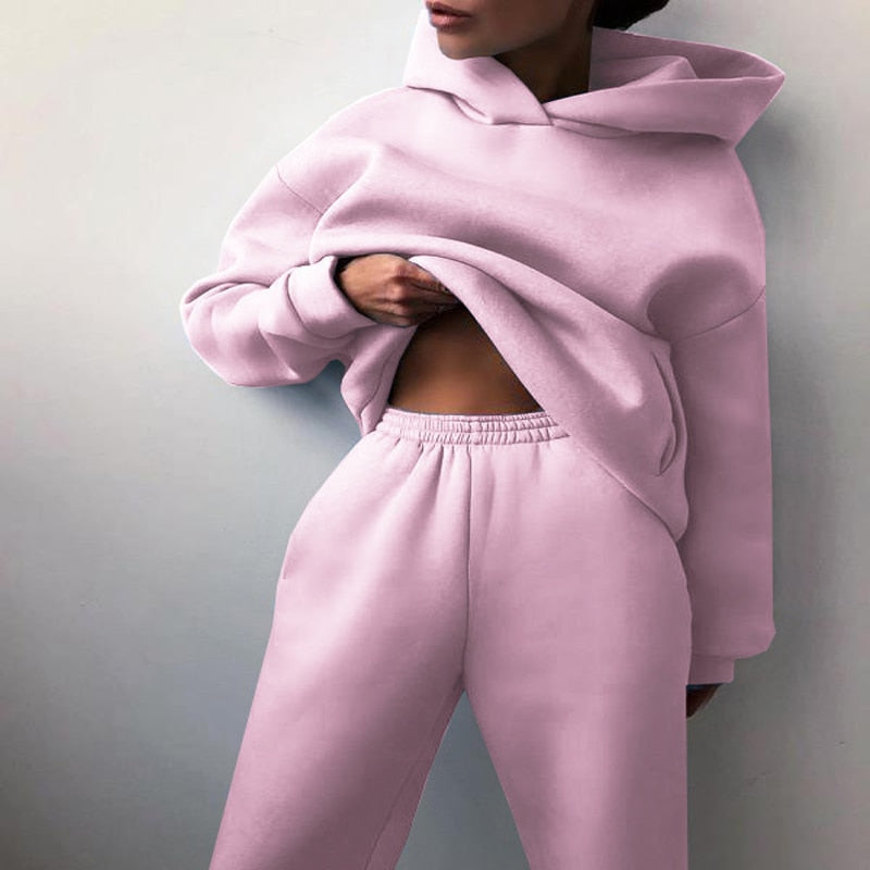 Stilrent tvådelat loungewear-set för dam, med huva, idealiskt för fritid & vardag.
