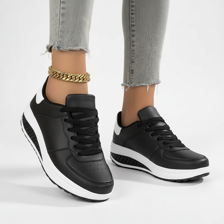 Bekväma ortopediska damsneakers med fotriktig design och mjuk dämpning för smärtlindring och bättre hållning.