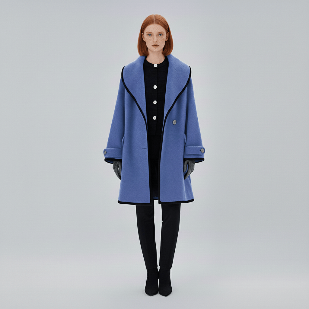 Snygg oversized damkappa Lillian, med huva och mjukt foder, ett måste för vintergarderoben.