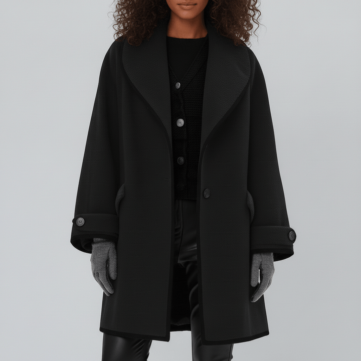 Vinterkappa dam: Oversized Stephanie med huva, lång och modern design för kalla dagar.