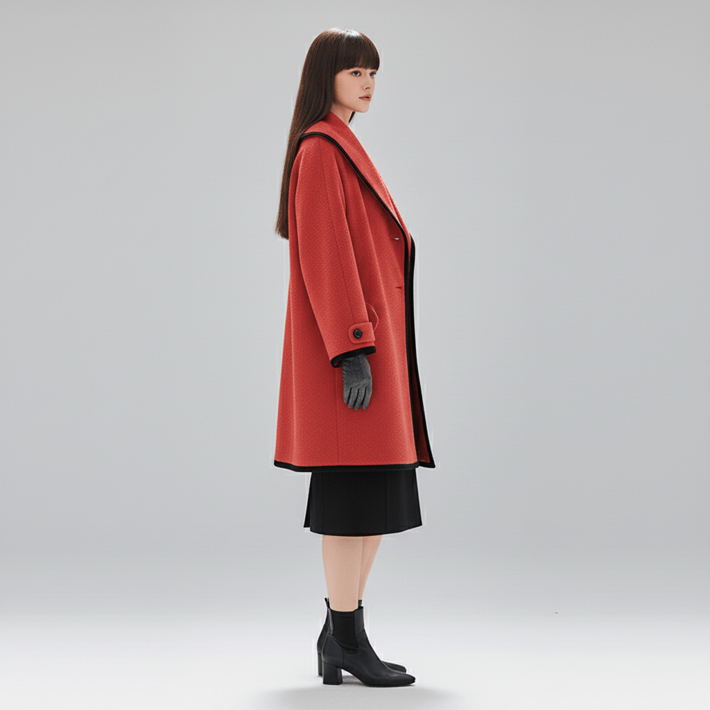 Damkappa Lillian, oversized med huva och vida slag, erbjuder skön värme och tidlös stil.