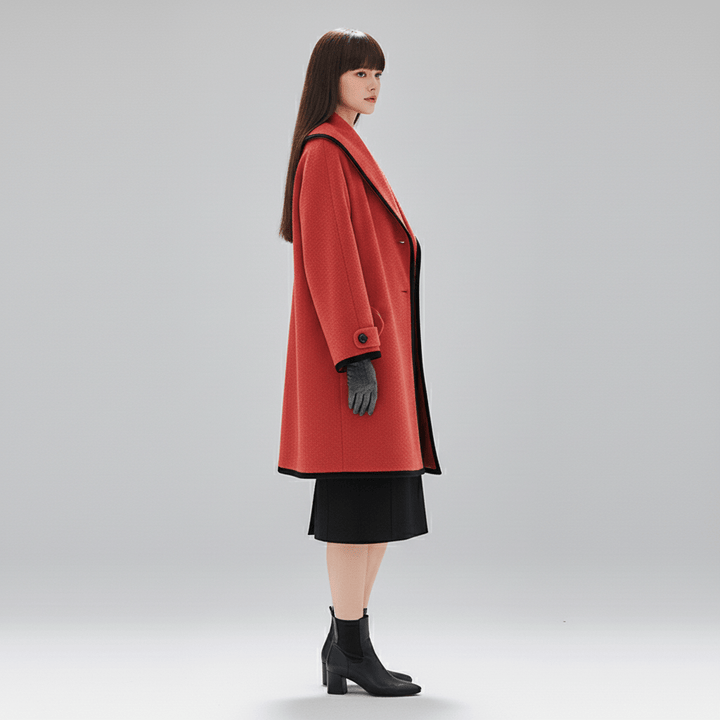 Damkappa Lillian, oversized med huva och vida slag, erbjuder skön värme och tidlös stil.