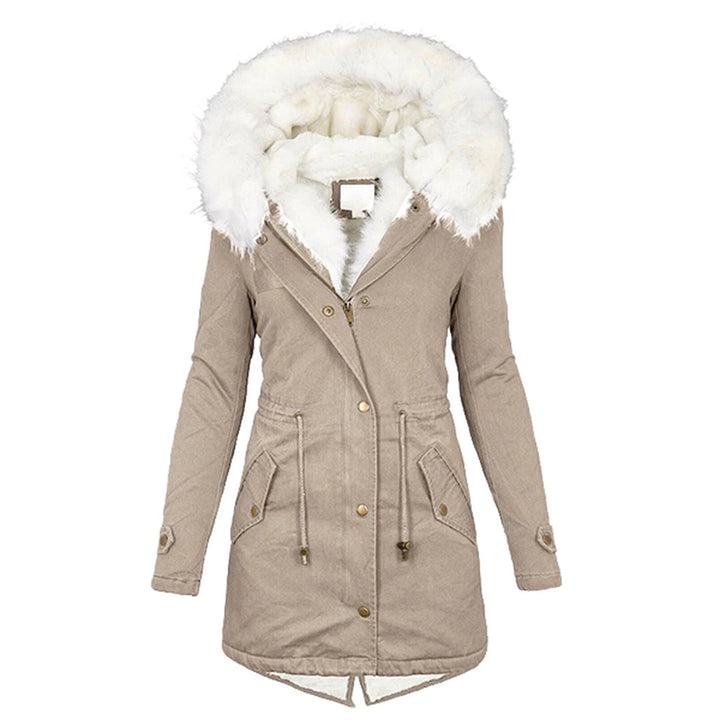 Stilfull dam vinterjacka, modern parkas design för modeinriktade kvinnor. Höst- och vintermode.