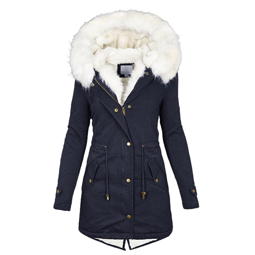 Dam parkas vinterjacka. Bekväma och varma vinterkläder för höst och kalla dagar utomhus.