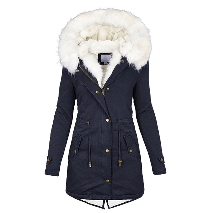 Dam parkas vinterjacka. Bekväma och varma vinterkläder för höst och kalla dagar utomhus.