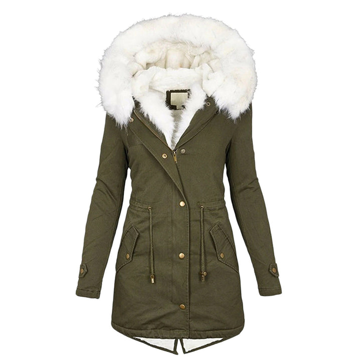 Elegant dam vinterjacka parkas. Stilfulla vinterkläder som kombinerar mode, värme och komfort.
