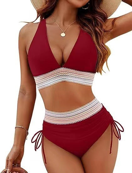 Bekväm dam bikini med push-up funktion, justerbara band och hög midja, snabbtorkande.