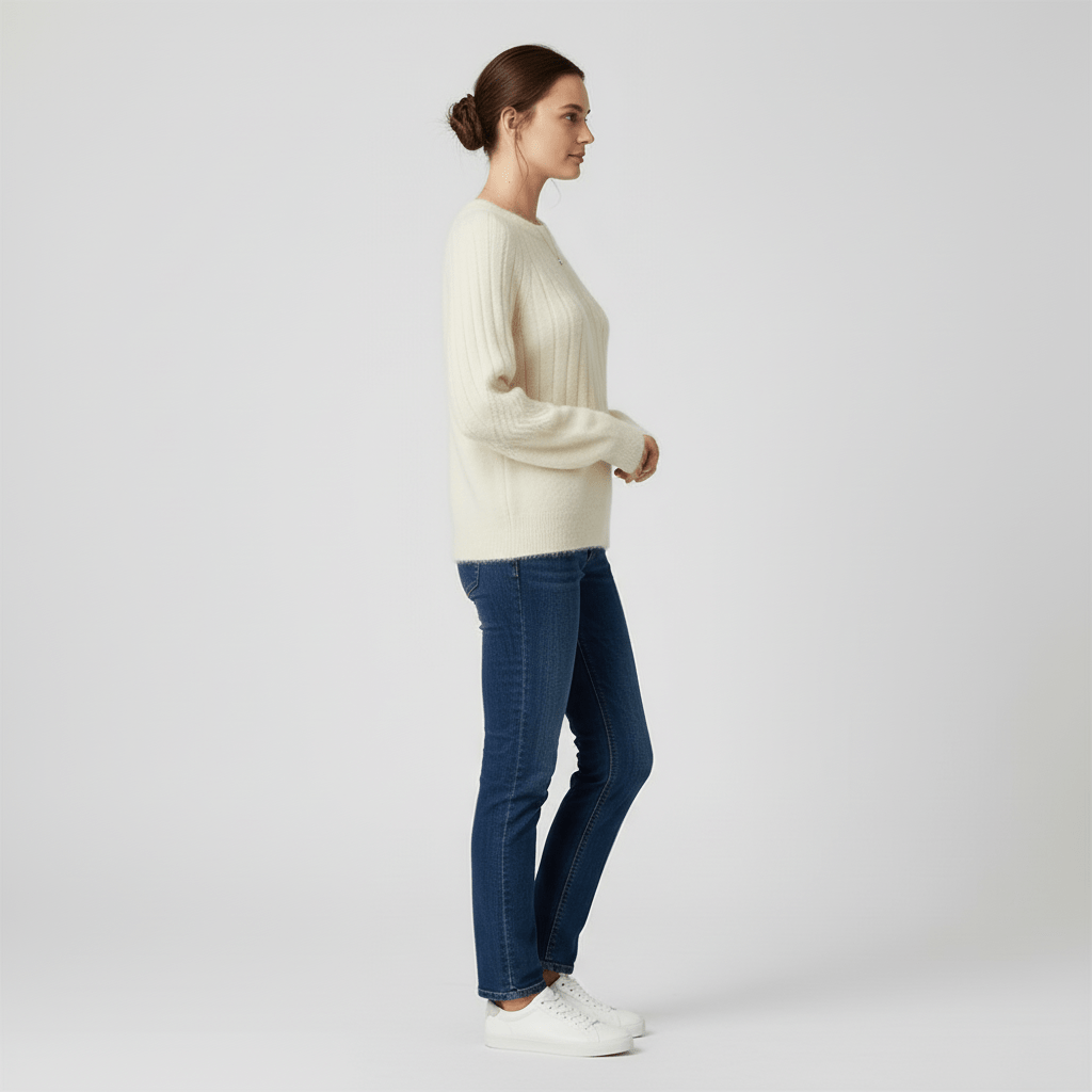 Damtröja Leah, elegant ribbstickad i svart, perfekt för en stilren höstlook.