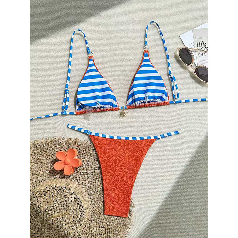 Snygg damtriangel-bikini i snabbtorkande material, idealisk för soliga dagar och strandmode.