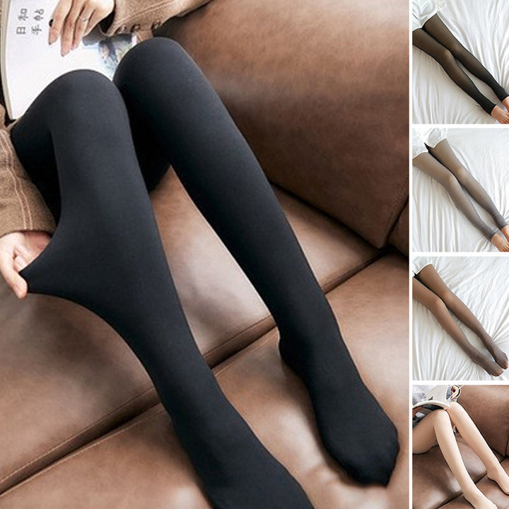 Dams vintertights, fejk genomskinliga med en varm känsla, i svart färg. Perfekta för att hålla stilen under kalla dagar.