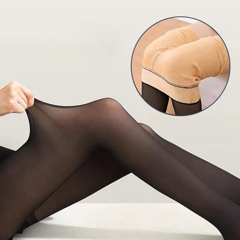 Dams vintertights, fejk genomskinliga med en varm känsla, i svart färg. Perfekta för att hålla stilen under kalla dagar.