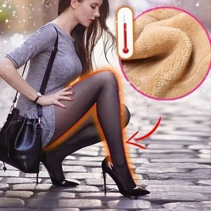 Dams vintertights, fejk genomskinliga med en varm känsla, i svart färg. Perfekta för att hålla stilen under kalla dagar.