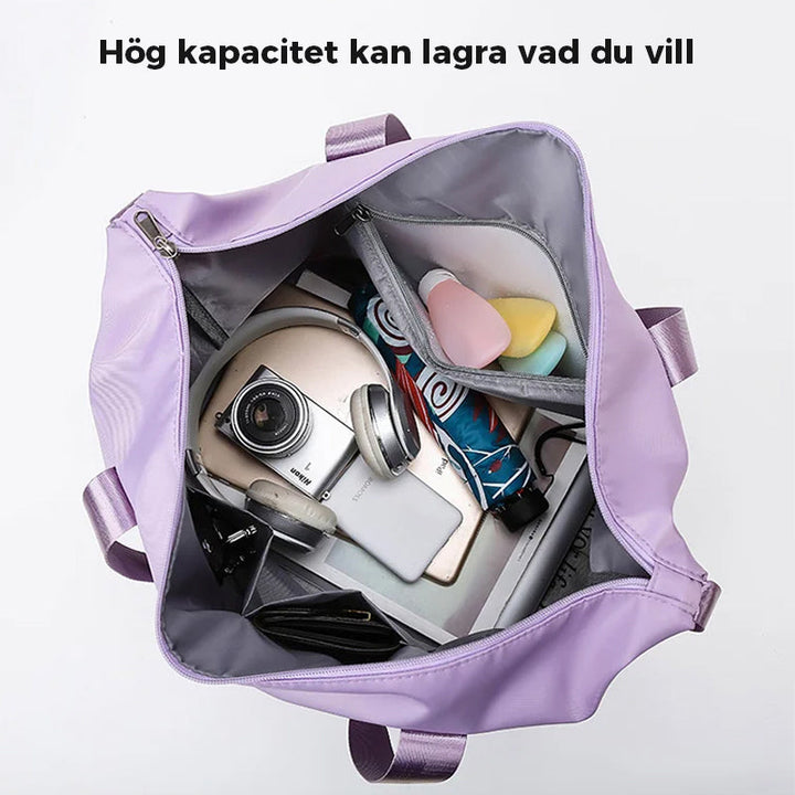 "Dambärbar kurirväska med dubbel lager, våt-separation, justerbart band, oxford tyg, mörklila väska, 15,6 tum laptop"