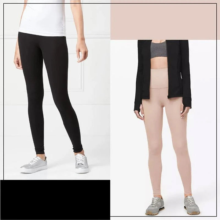Dam leggings med fleecefoder, detaljerad bild av tyget, svart, smal passform, ultramjuk och värmande för vintern.