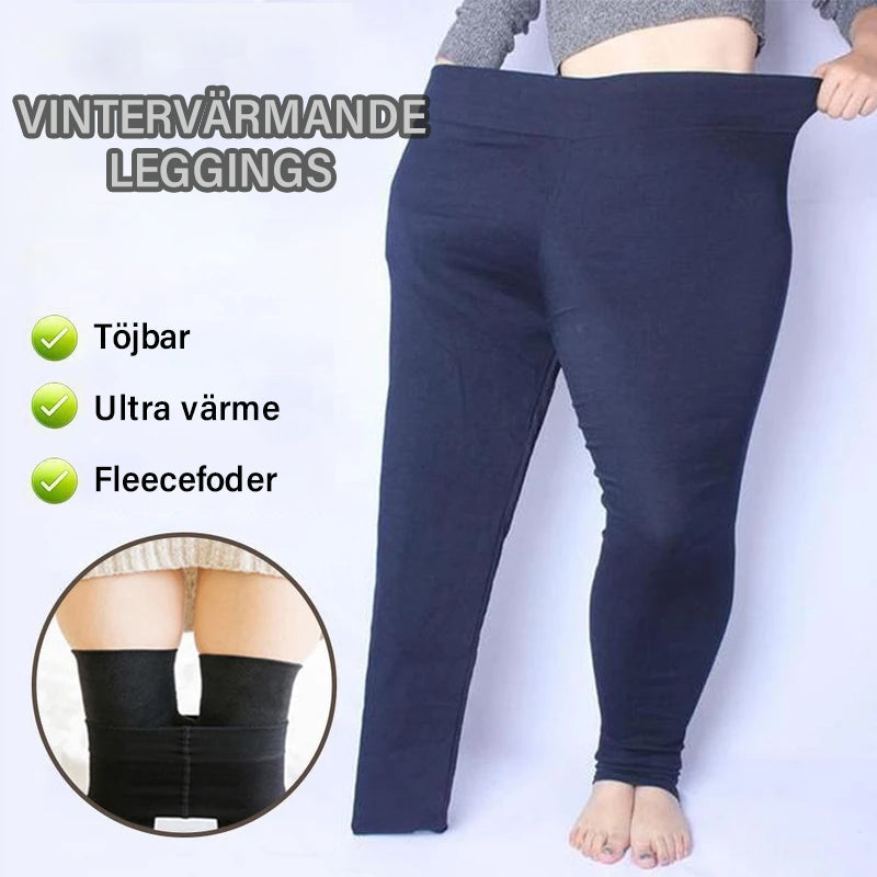 Dam leggings med fleecefoder, sömmar och detaljer, svart, smal passform, ultramjuk och värmande för vintern.