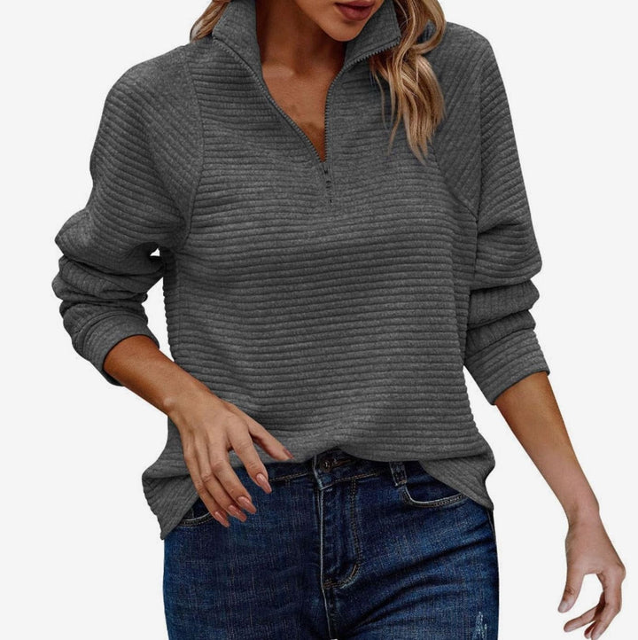 Oversize pullover för dam med dragkedja i stickad design