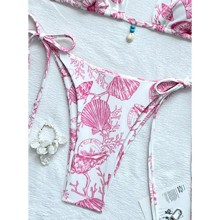 Damer simkläder: justerbart bikini-set med bekväm passform och elegant maritim stil för sol och bad.