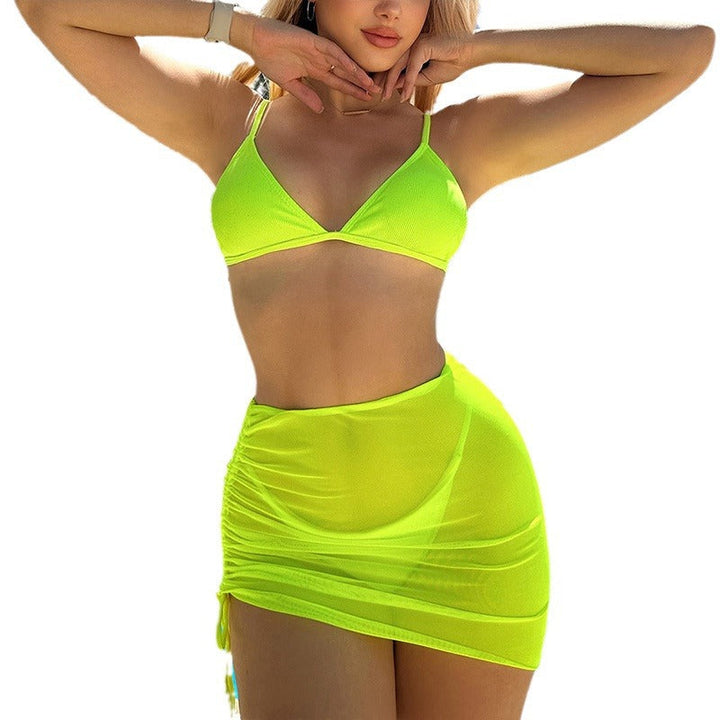Damern Triangel-Bikini med Genomskinlig Wrapkjol