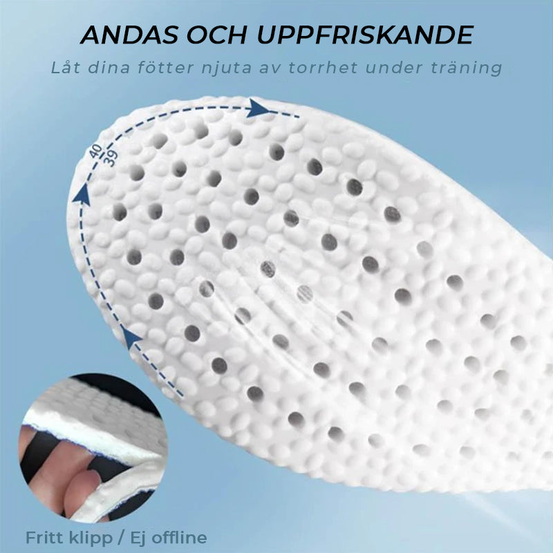 "Dämpande och ventilerande innersulor för dam med supermjuk design, perfekt för sport och vardag, storlek 35-46."