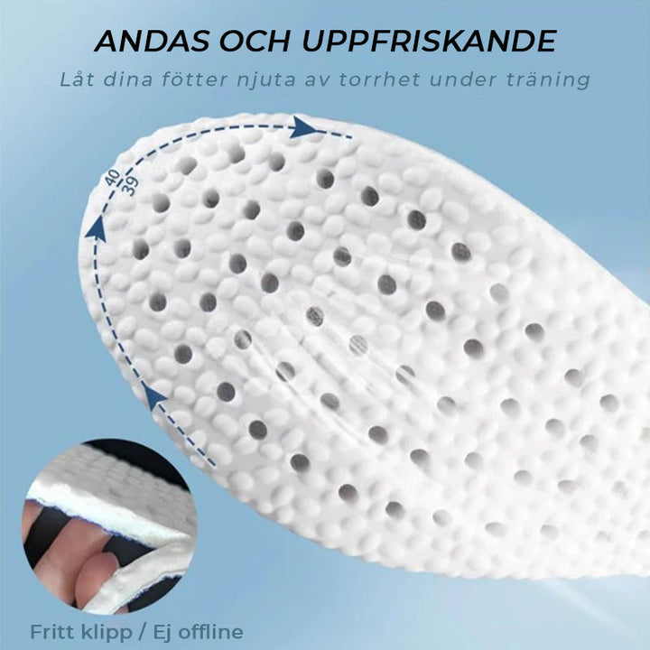 "Dämpande och ventilerande innersulor för dam med supermjuk design, perfekt för sport och vardag, storlek 35-46."