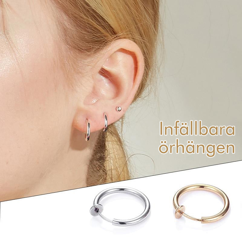 Damörhängen i guld/silver med infällbar spets, elegant design, olika storlekar för bekväm passform.