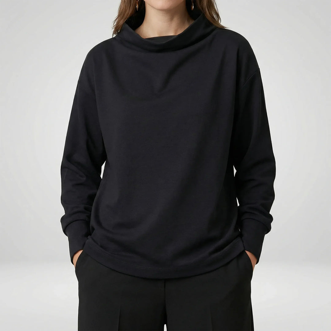 Bekväm damtröja i mörkgrönt med vid passform och stilren sjalkrage. Elegant pullover för avslappnat mode.