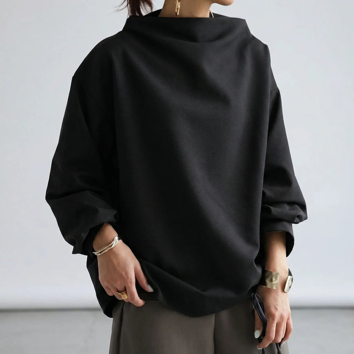 Vid damtröja med elegant sjalkrage i Ivy-grönt. En avslappnad och bekväm pullover för alla tillfällen.