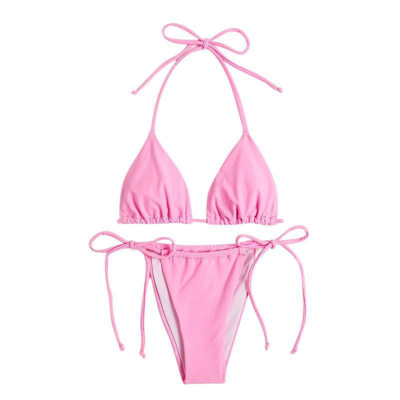 Justerbar triangelbikini dam, sömlös design. Stilfullt strandmode för sommar, sol och härliga semesterdagar.