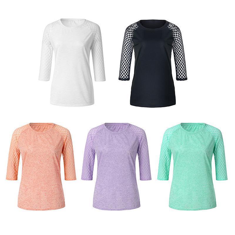 Damtröja med ultratunn spets, rund hals och långärmad design i lila, perfekt för eleganta vardags- och festtillfällen.