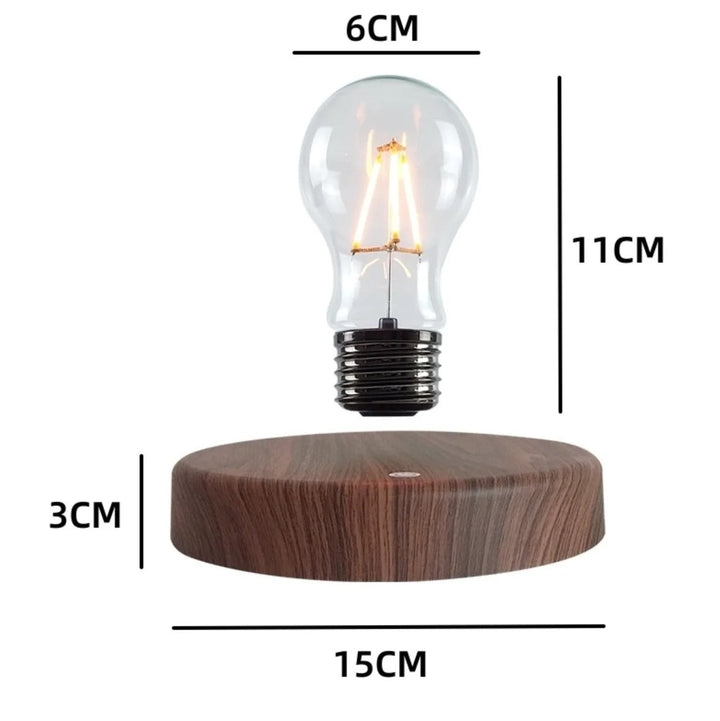 Svävande magnetisk LED-skrivbordslampa med träbas i modern heminredning