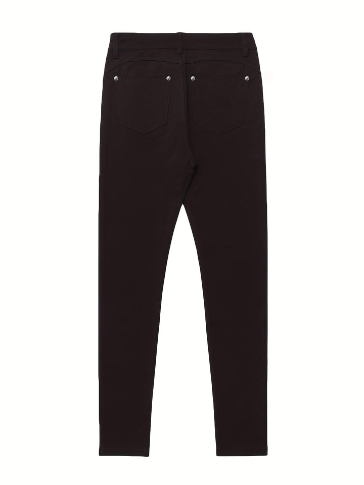 Närbild på beigefärgat bomullstyg med stretch för jeans