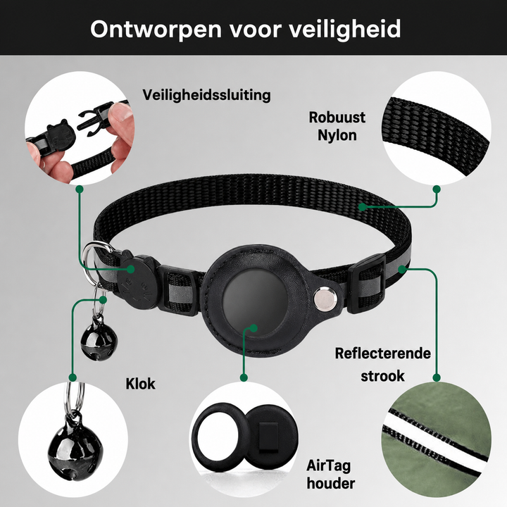 Reflexhalsband för katt med säkerhetsfunktioner för ökad synlighet i mörker